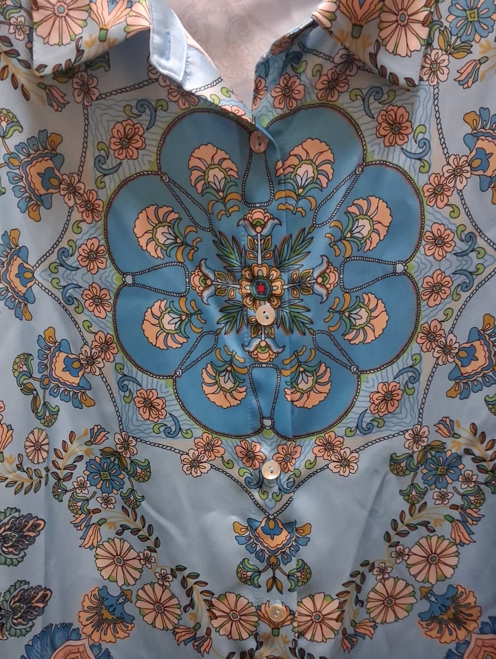 Turquoise Floral Blouse - Picture 2 of 3